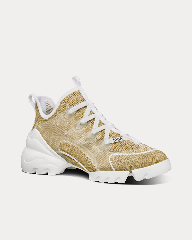 Dior D-Connect Gold-Tone Laminated Mesh High Top Sneakers - 3