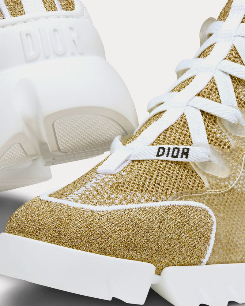 Dior D-Connect Gold-Tone Laminated Mesh High Top Sneakers - 5