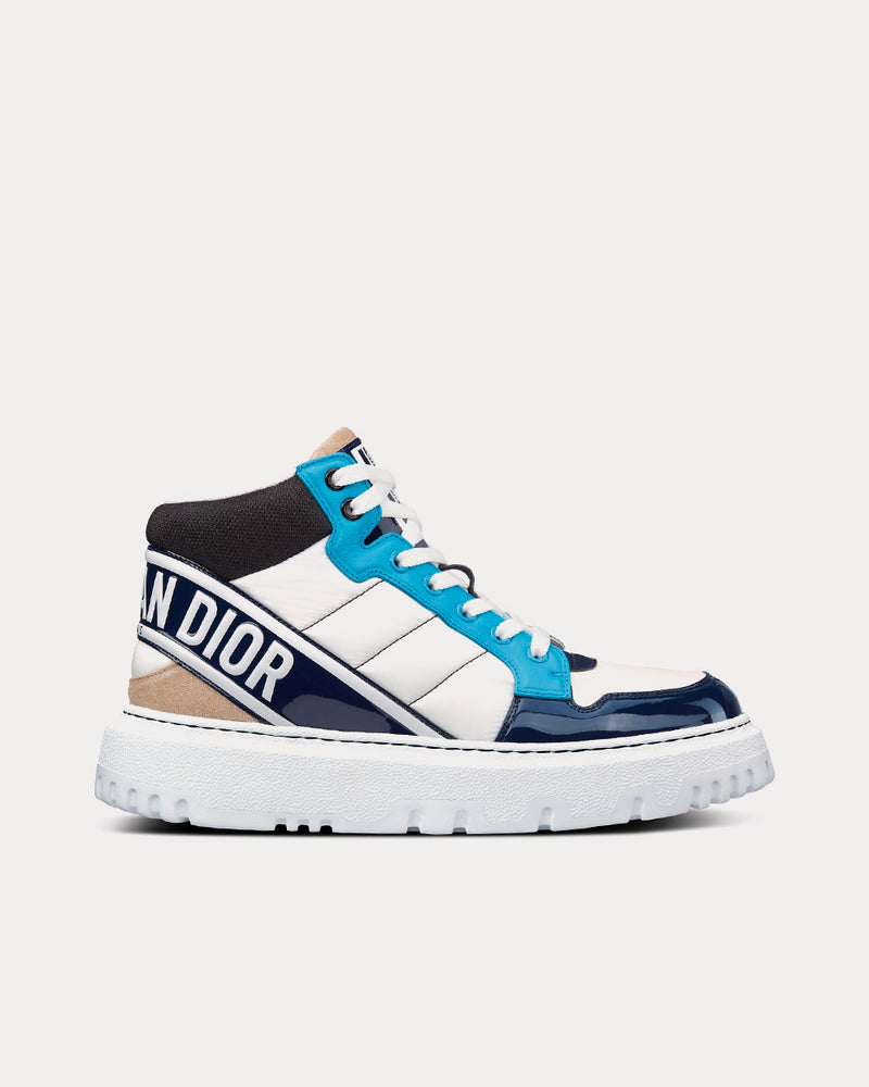Dior D-Player Blue Multicolor Technical Fabric, Suede and Calfskin High Top Sneakers - 1