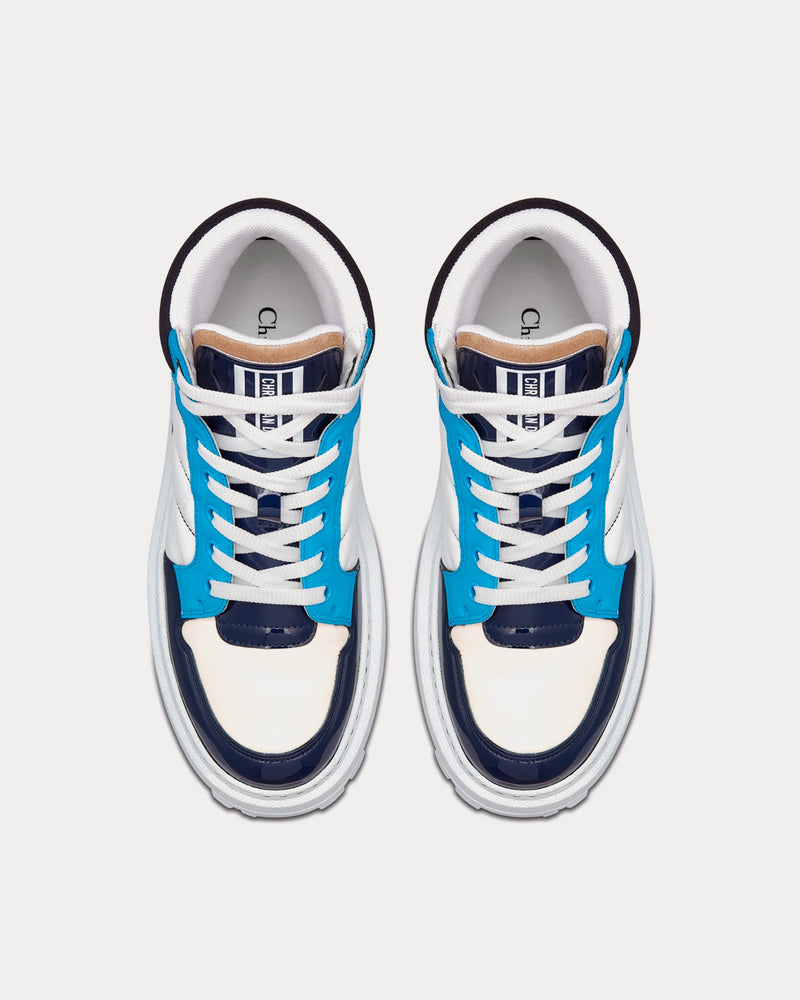 Dior D-Player Blue Multicolor Technical Fabric, Suede and Calfskin High Top Sneakers - 2