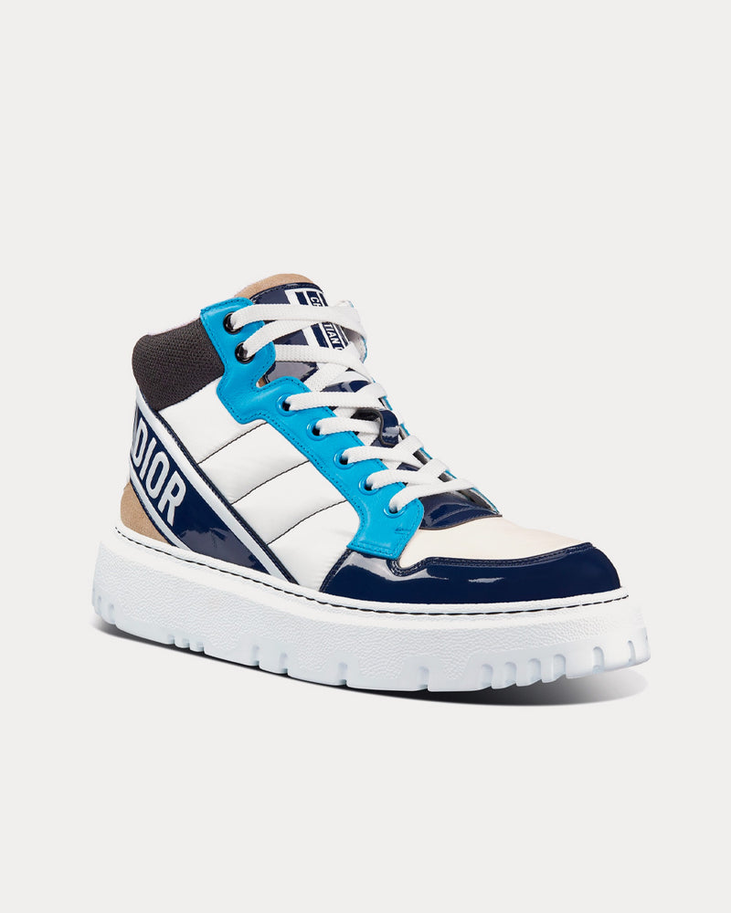 Dior D-Player Blue Multicolor Technical Fabric, Suede and Calfskin High Top Sneakers - 3