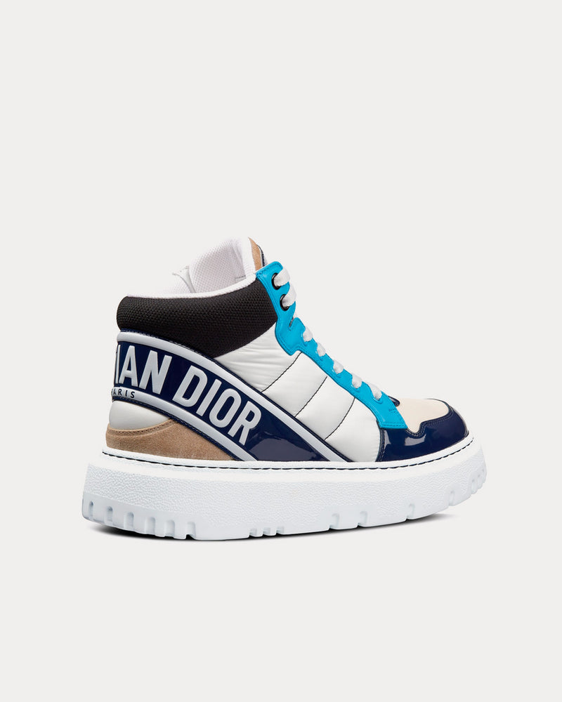 Dior D-Player Blue Multicolor Technical Fabric, Suede and Calfskin High Top Sneakers - 4