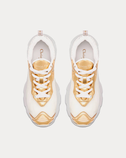 Dior Vibe White Mesh and Gold-Tone Leather Low Top Sneakers - 2