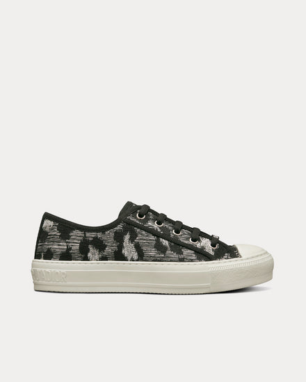 Dior Walk'n'Dior Gray Mizza Embroidered Cotton and Metallic Thread Low Top Sneakers - 1