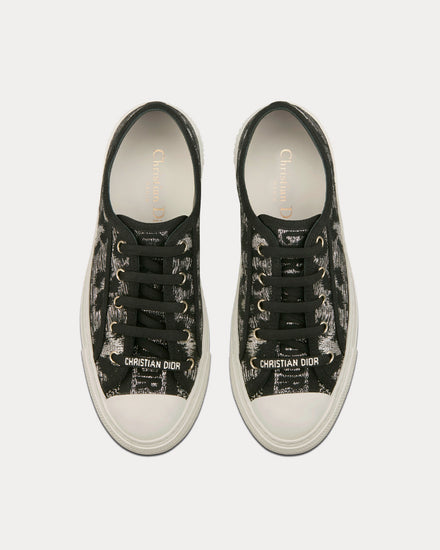 Dior Walk'n'Dior Gray Mizza Embroidered Cotton and Metallic Thread Low Top Sneakers - 2