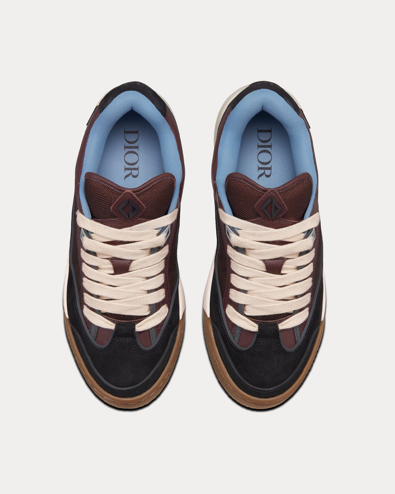 Dior x Travis Scott Men's B713 'Cactus Jack' Mocha Grained Calfskin and Technical Mesh with Black Nubuck Calfskin Low Top Sneakers