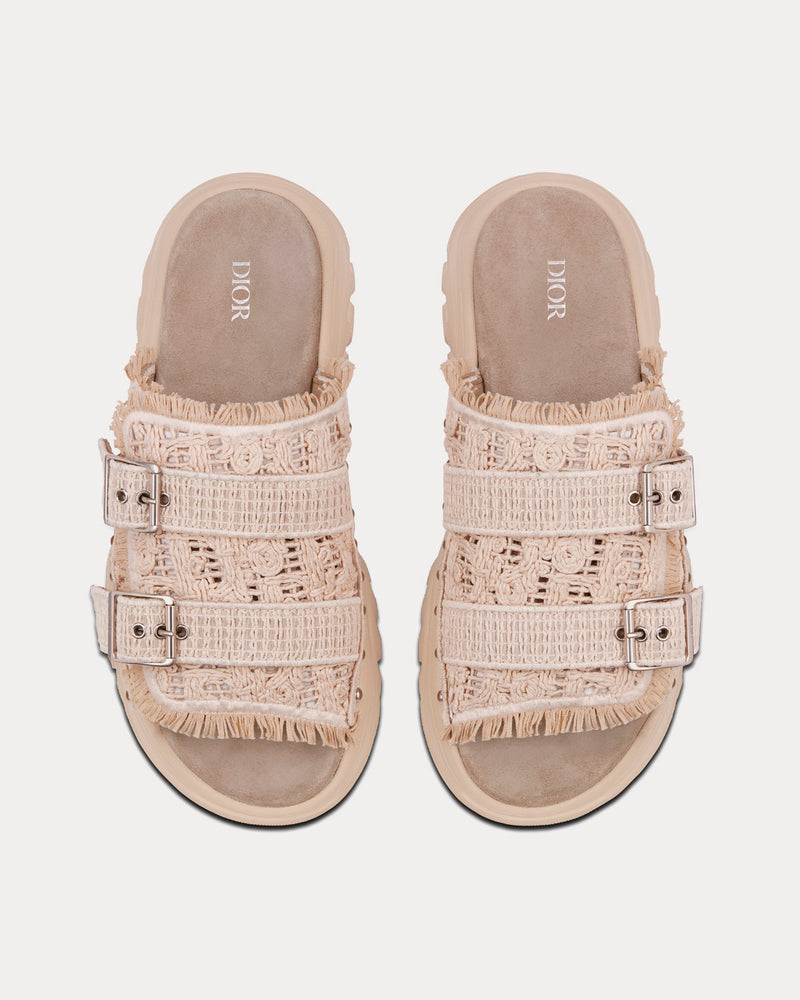 Dior x Travis Scott H-Town Cream Dior Oblique Macramé Sandals - 2