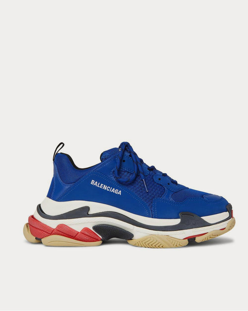 Balenciaga Triple S Mesh, Nubuck and Leather  Blue low top sneakers - 1