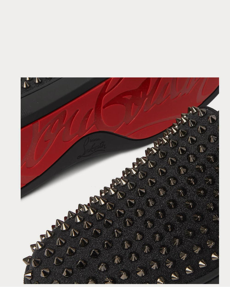 Christian Louboutin Roller-Boat Studded Glittered Leather Slip-On  Black slip on sneakers - 4