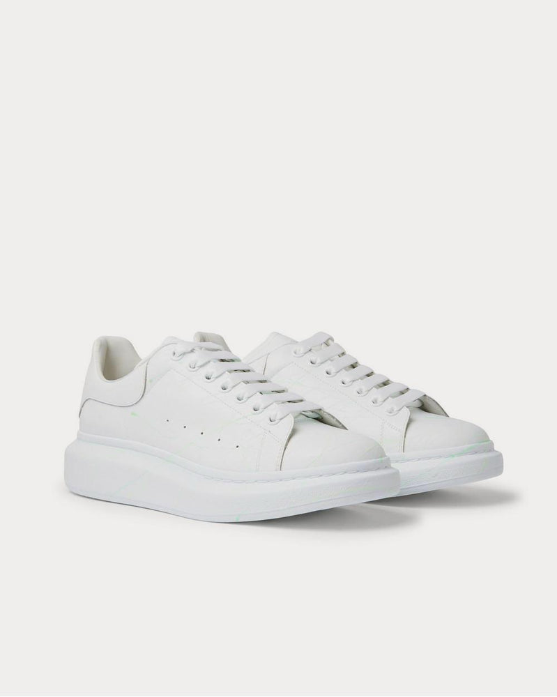 Alexander McQueen Glow-In-The-Dark Exaggerated-Sole Rubber-Trimmed Leather  White low top sneakers - 2