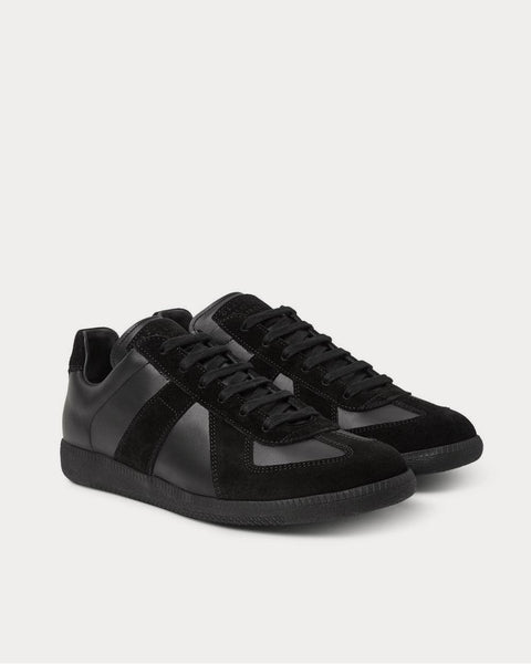 Replica Leather and Suede  Black low top sneakers