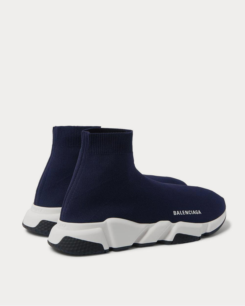Balenciaga Speed Sock Stretch-Knit Slip-On  Navy high top sneakers - 4