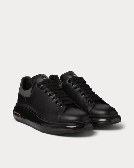 McQueen Exaggerated-Sole Reflective-Trimmed Leather  Black low top sneakers - 2