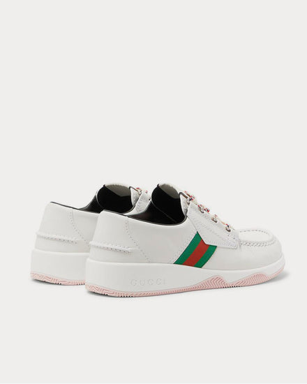 Gucci Striped Webbing-Trimmed Leather  White low top sneakers - 4