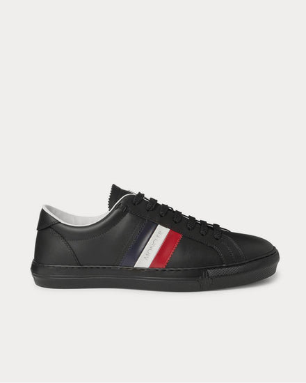 Moncler New Monaco Striped Leather  Black low top sneakers - 1