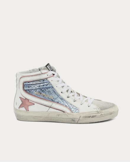 Golden Goose Slide metallic leather White High Top Sneakers - 1