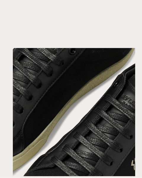 Court Classic SL/06 Leather-Trimmed Logo-Embroidered Distressed Canvas  Black low top sneakers
