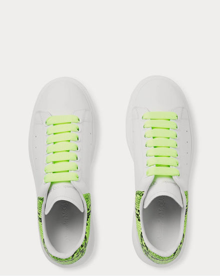 McQueen Exaggerated-Sole Neon Snake-Effect Leather  White low top sneakers - 6