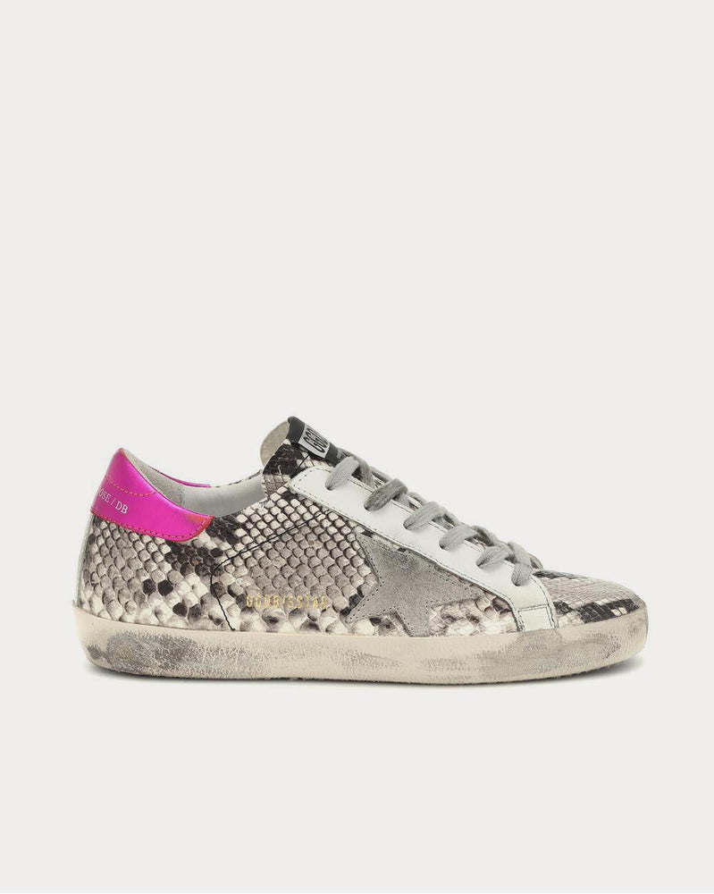 Golden Goose Superstar Natural Snake Print Low Top Sneakers - 1
