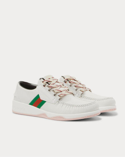 Gucci Striped Webbing-Trimmed Leather  White low top sneakers - 2