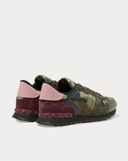 Valentino Rockrunner Camouflage-Print Canvas, Leather and Suede  Green low top sneakers - 4