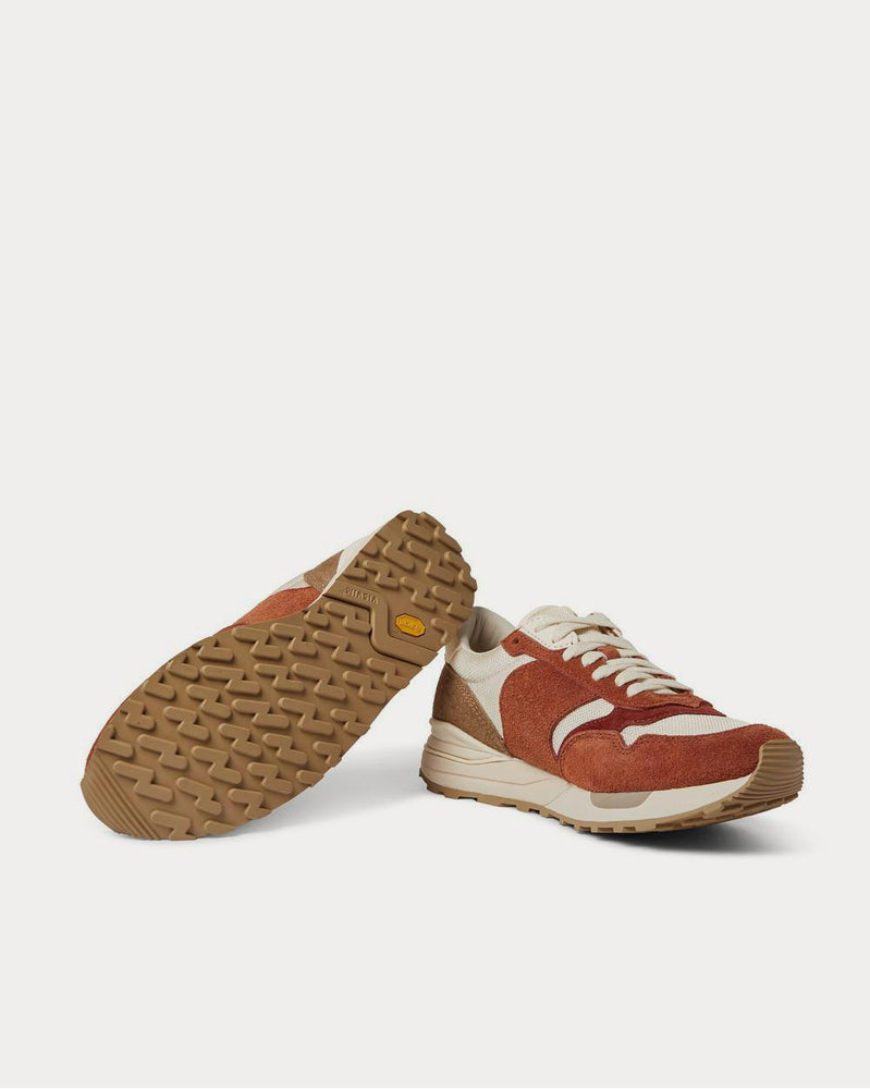 Visvim Roland Leather-Trimmed Suede and Mesh  Orange low top sneakers - 3