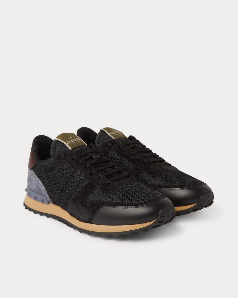 Valentino Rockrunner Mesh, Leather and Suede  Black low top sneakers - 2