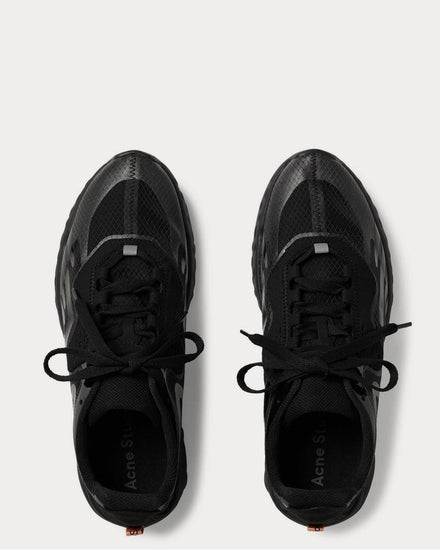 Acne Studios Faux Suede- and Rubber-Trimmed Ripstop  Black low top sneakers - 6