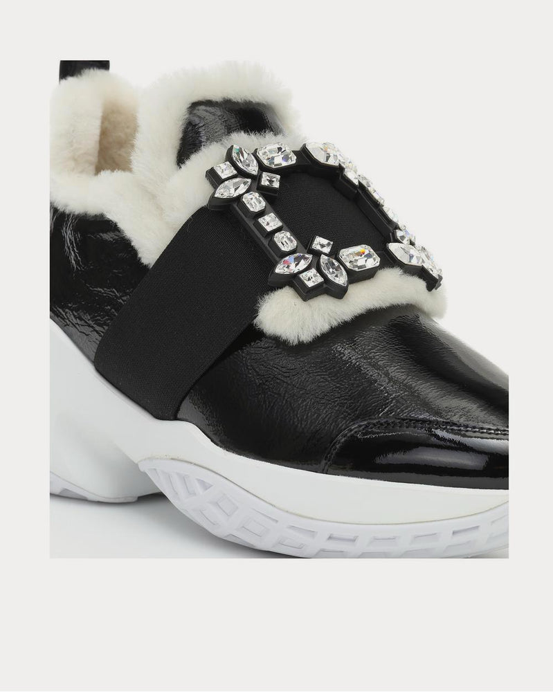 Roger Vivier Viv’ Run shearling-trimmed Nero low top Sneakers - 4