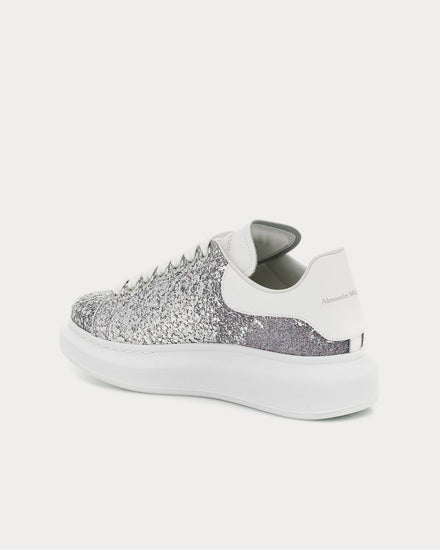 McQueen Leather-trimmed Silver Glitter Low Top Sneakers - 3
