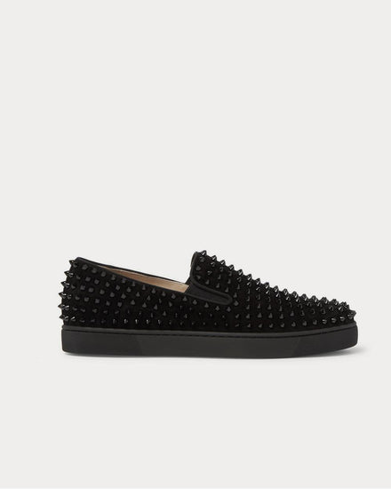Christian Louboutin Roller-Boat Spiked Suede Slip-On  Black slip on sneakers - 1