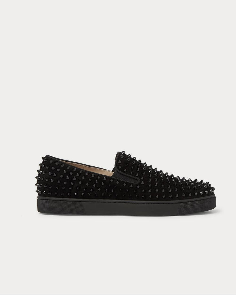Christian Louboutin Roller-Boat Spiked Suede Slip-On  Black slip on sneakers - 1