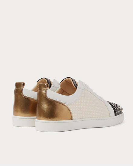 Christian Louboutin Louis Junior Spikes Orlato Leather and Jacquard  White low top sneakers - 4