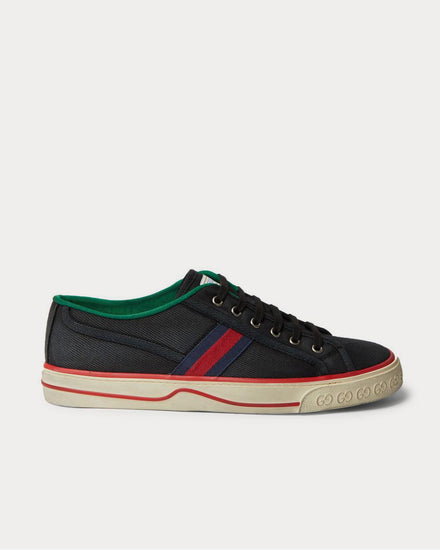 Gucci Distressed Canvas and Webbing  Black low top sneakers - 1