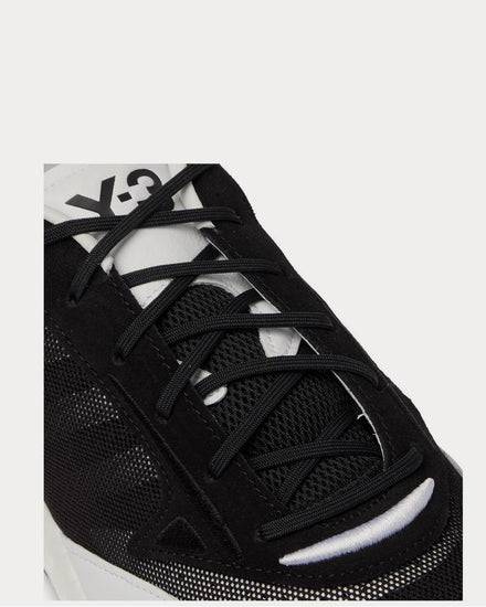 Y-3 Rhisu Run Leather and Suede-Trimmed Mesh  Black low top sneakers - 4