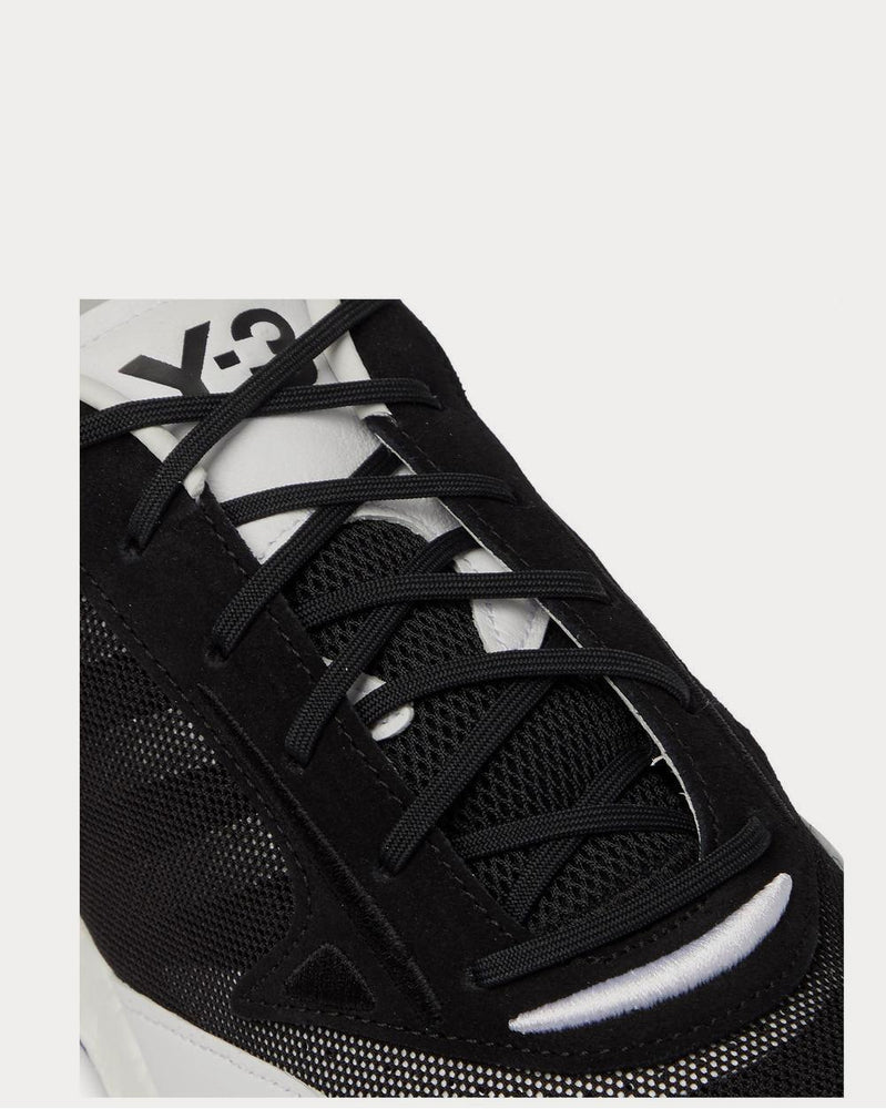Y-3 Rhisu Run Leather and Suede-Trimmed Mesh  Black low top sneakers - 4
