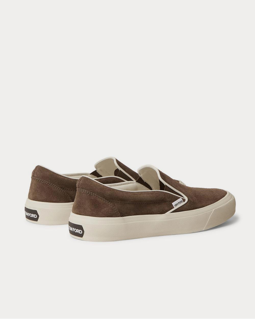 Tom Ford Cambridge Leather Trimmed Suede Slip On Green slip on sneakers Sneak in Peace