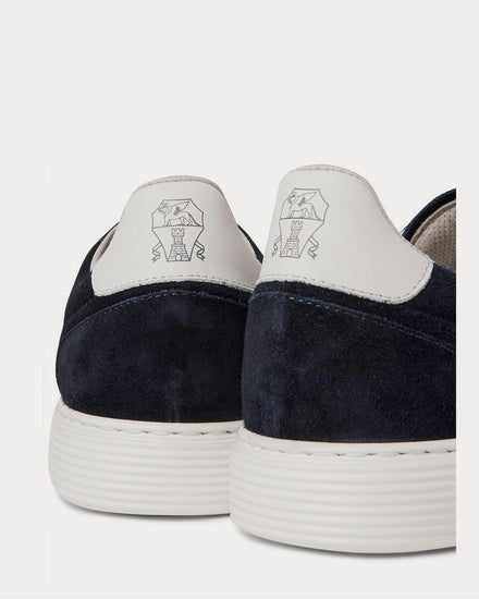 Brunello Cucinelli Leather-Trimmed Suede  Navy low top sneakers - 4