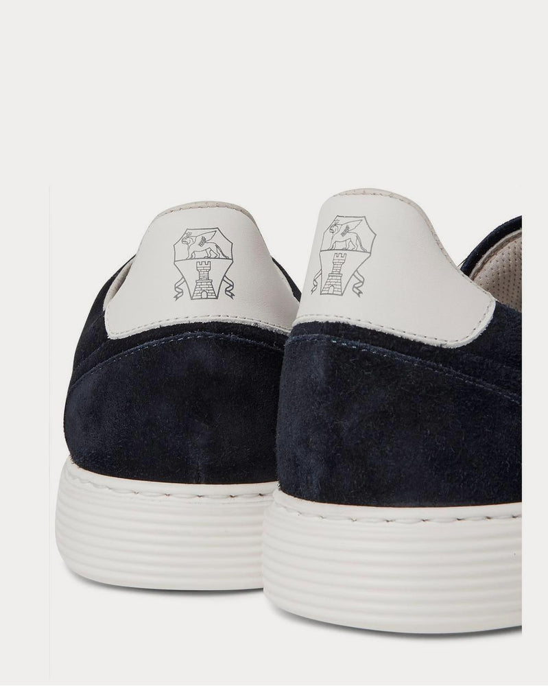 Brunello Cucinelli Leather-Trimmed Suede  Navy low top sneakers - 4