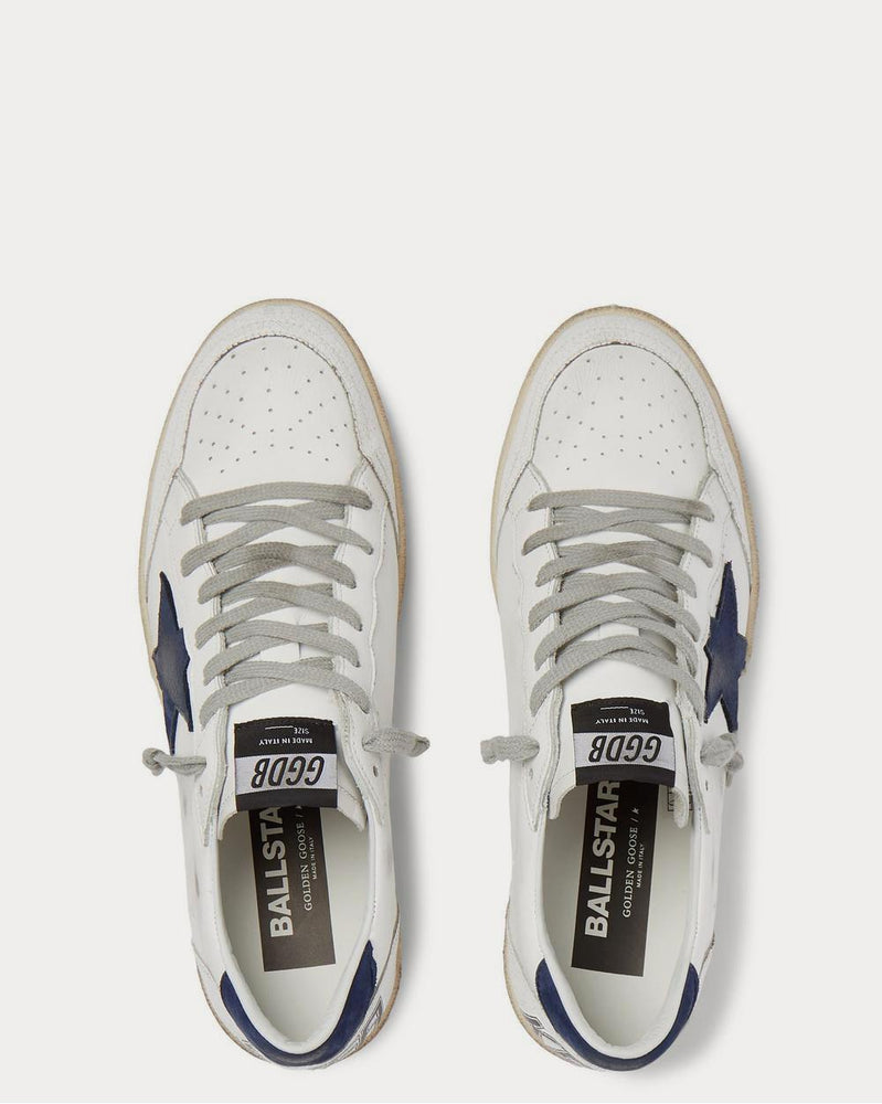 Golden Goose Ball Star Distressed Leather  White low top sneakers - 6