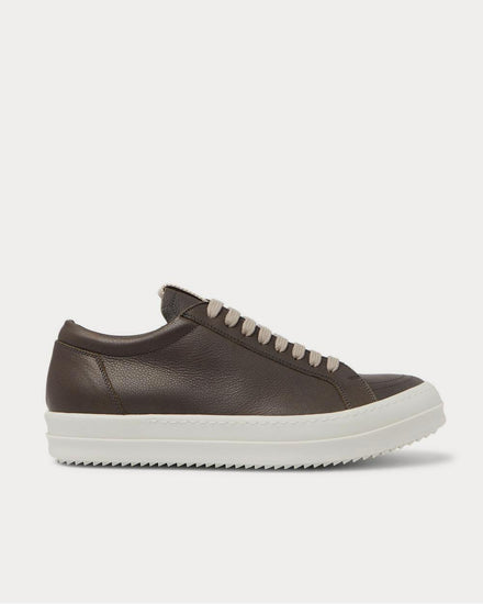 Rick Owens Grosgrain-Trimmed Leather  Gray high top sneakers - 1
