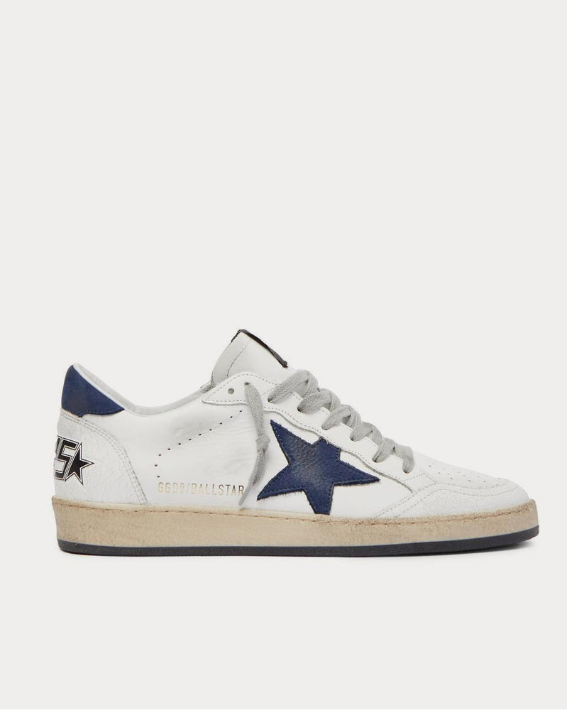 Golden Goose Ball Star Distressed Leather  White low top sneakers - 1