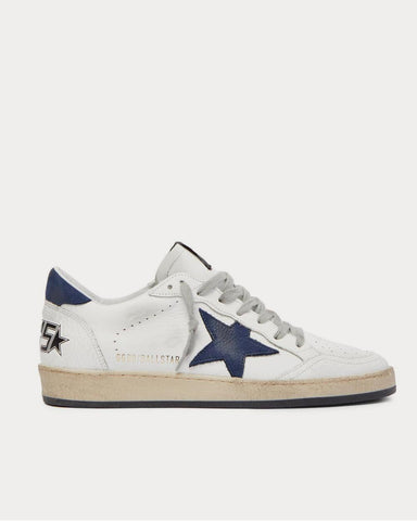 Golden Goose Ball Star Distressed Leather  White low top sneakers