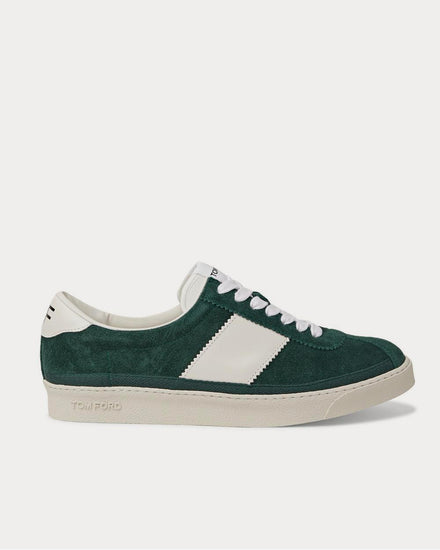 Tom Ford Bannister Leather-Trimmed Suede  Green low top sneakers - 1