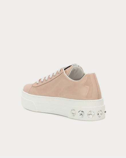 Miu Miu Embellished patent-leather Beige Low Top Sneakers - 3