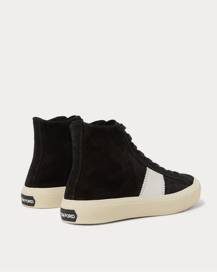 Tom Ford Cambridge Leather-Trimmed Suede High-Top  Black high top sneakers - 4