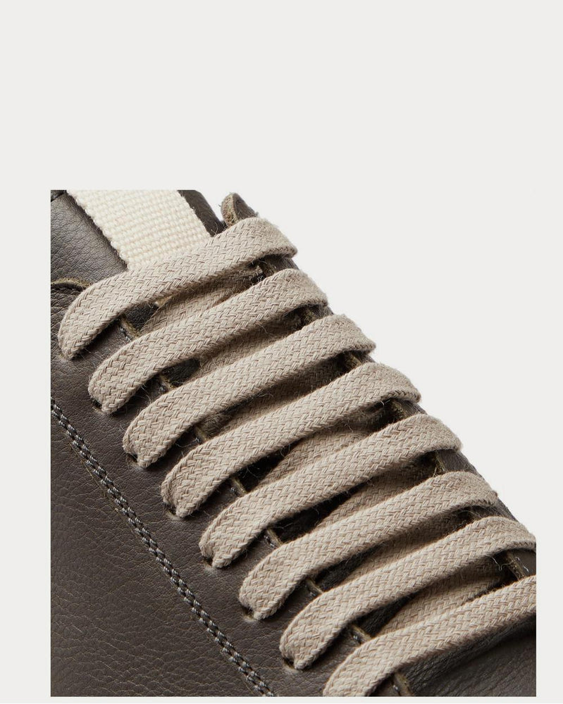 Rick Owens Grosgrain-Trimmed Leather  Gray high top sneakers - 4