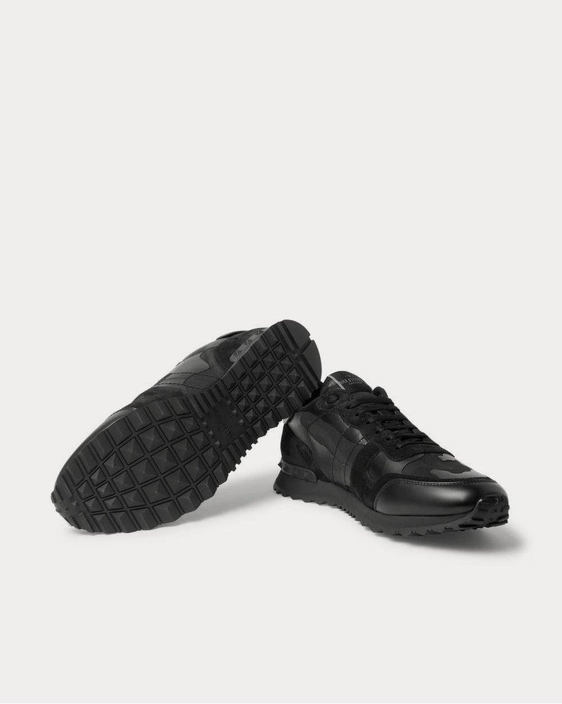 Valentino Rock Runner Suede, Leather and Canvas  Black low top sneakers - 3