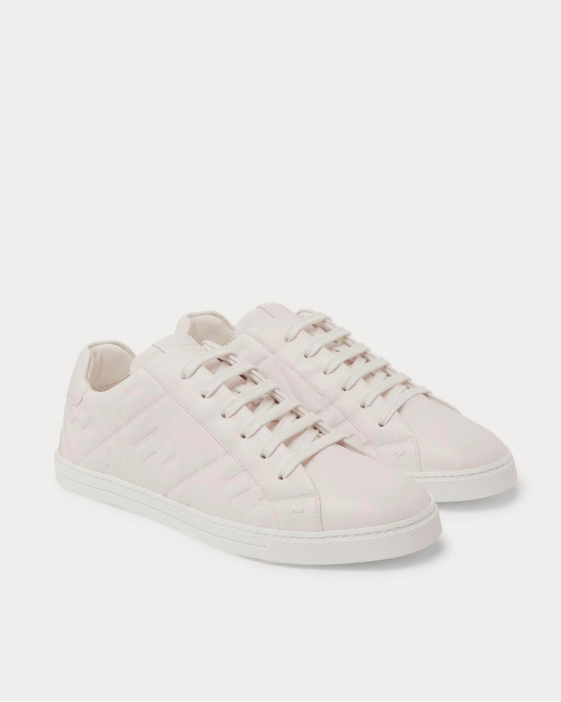 Fendi Logo-Embossed Leather  White low top sneakers - 2