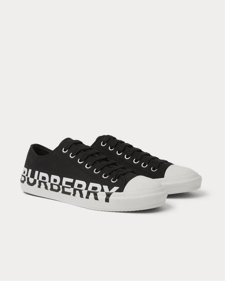 Burberry Logo-Print Two-Tone Rubber-Trimmed Cotton-Gabardine  Black low top sneakers - 2